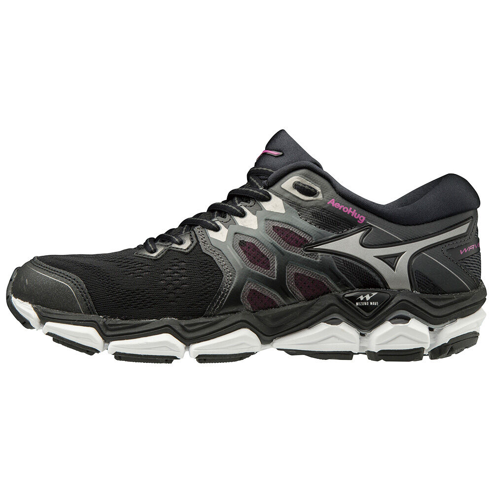 Mizuno WAVE HORIZON 3 - Bayan Koşu Ayakkabısı - Siyah/Gri/Pembe Türkiye (PGVXKB-578)